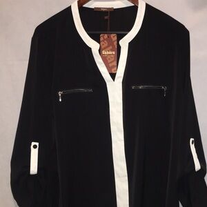 Gaharu Black And White Minimalist Blouse | Size XXL